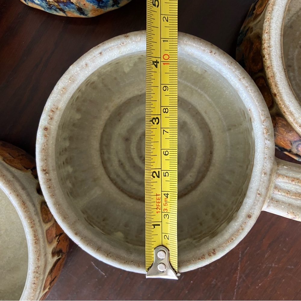 Set of 6 Studio Pottery large Handled Bowls or Shallow Large Mug Signed & Stamp - Picture 11 of 12